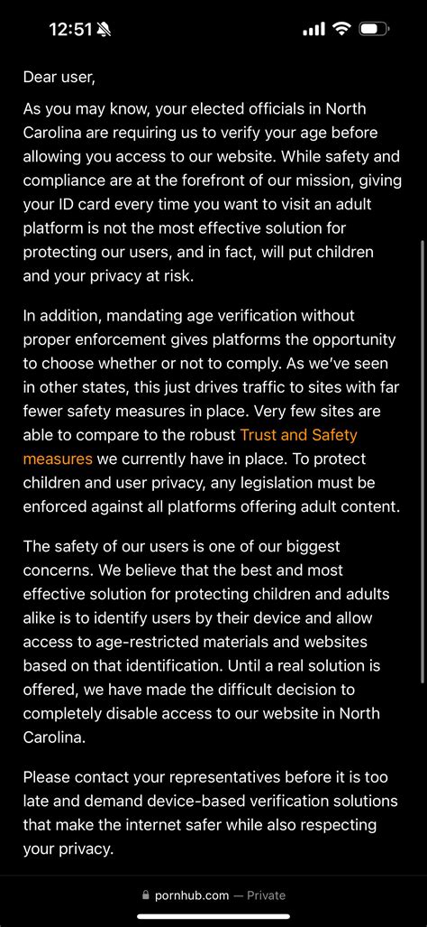 Pornhub disabled in nc - Several sites closed their virtual doors to users here just before a new law, called the Pornography Age Verification Enforcement Act, takes effect on Monday, Jan. 8. The law …